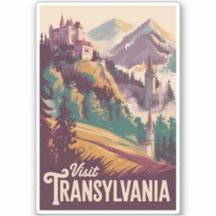 Transsylvanië Landschap Illustratie Reis Kunst Sticker