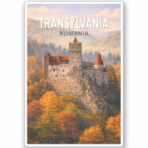 Transsylvanië Roemenië Illustratie Reis Kunst Vint Sticker