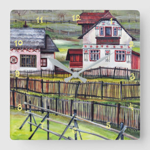 Transsylvanië Roemenië Picturesque Schildpadlandsc Vierkante Klok