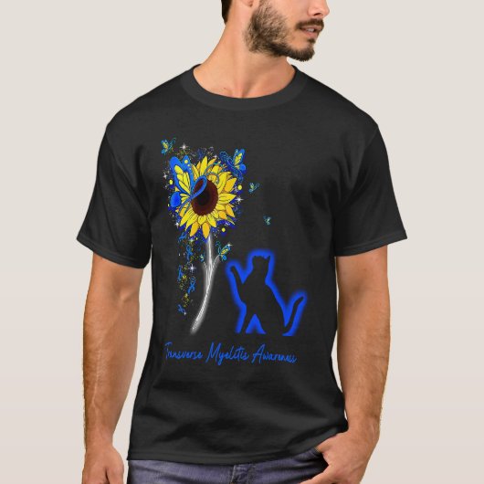 Transverse Myelitis Bewustzijn SunflowerButterfly T-shirt (Voorkant)