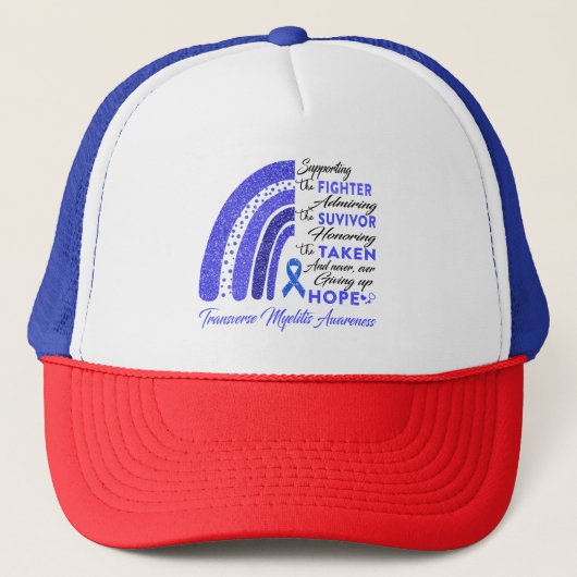 Transverse Myelitis Warrior Ondersteunende Fighter Trucker Pet (Voorkant)
