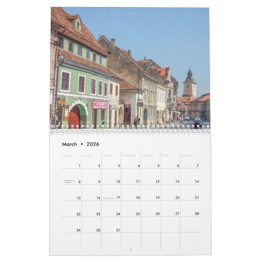 Transylvania 2026 calendar kalender (Mar 2026)
