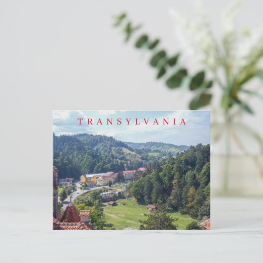 Transylvania Bran panoramisch uitzicht briefkaart (Staand voorkant)