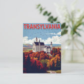 Transylvania Kasteel Herfst Retro Briefkaart (Staand voorkant)