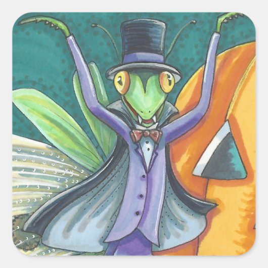 TRANSYLVANIA VAMPIRE PRAYSEMMANTIS, HALLOWEEN BUG VIERKANTE STICKER (Voorkant)