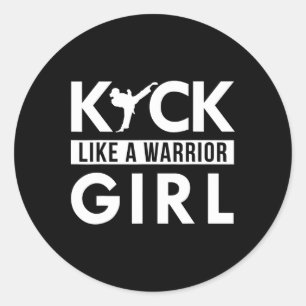 Trap als een krijger meisje karate taekwondo ronde sticker