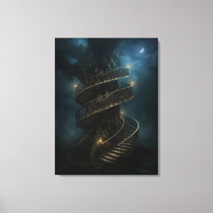 Trap die om boom gewikkeld is canvas afdruk