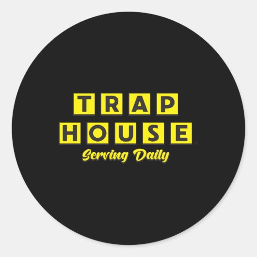 Trap huis serveren dagelijks ronde sticker (Voorkant)