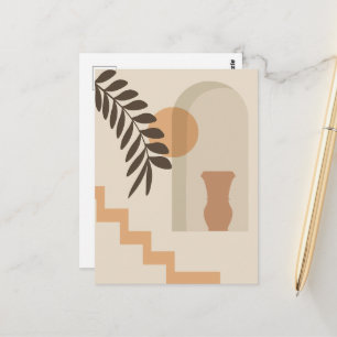 Trap Leaf Vaas Zon, Boho Abstract Geometrische Kun Briefkaart