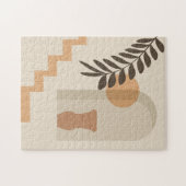 Trap Leaf Vaas Zon, Boho Abstract Geometrische Kun Legpuzzel (Horizontaal)