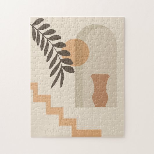 Trap Leaf Vaas Zon, Boho Abstract Geometrische Kun Legpuzzel (Verticaal)