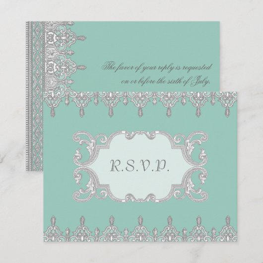 Trap, licht Aqua Blue - huwelijksuitnodiging Kaart (Voorkant / Achterkant)