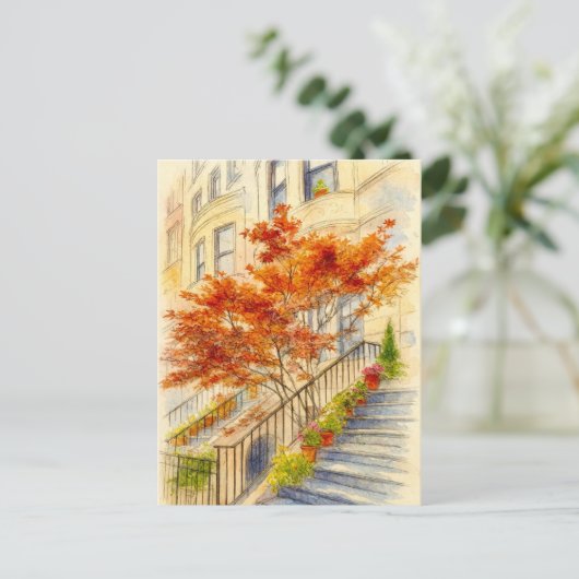 Trap naar Autumn Fall Leaves Briefkaart (Staand voorkant)
