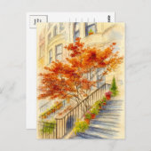 Trap naar Autumn Fall Leaves Briefkaart (Voorkant / Achterkant)