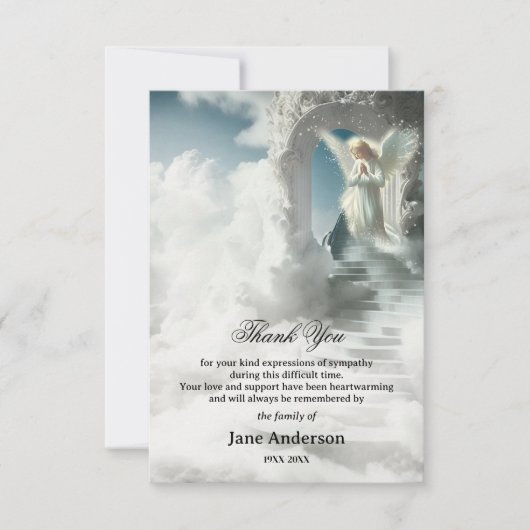 Trap naar de hemel Angel Sympathie Foto Dank u Bedankkaart (Voorkant)