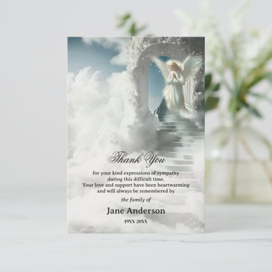 Trap naar de hemel Angel Sympathie Foto Dank u Bedankkaart (Staand voorkant)