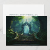 Trap naar de oude poort in Enchanted Forest Feestdagenkaart (Voorkant / Achterkant)