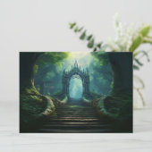 Trap naar de oude poort in Enchanted Forest Feestdagenkaart (Staand voorkant)