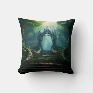 Trap naar de oude poort in Enchanted Forest Kussen