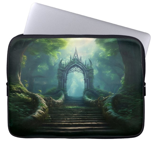 Trap naar de oude poort in Enchanted Forest Laptop Sleeve (Voorkant)