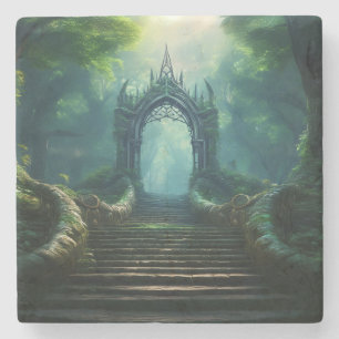 Trap naar de oude poort in Enchanted Forest Stenen Onderzetter