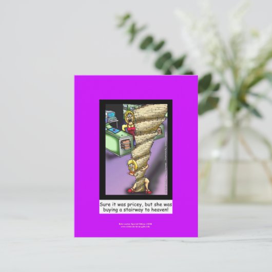 Trap naar Heaven Parody Cartoon op Briefkaart (Staand voorkant)