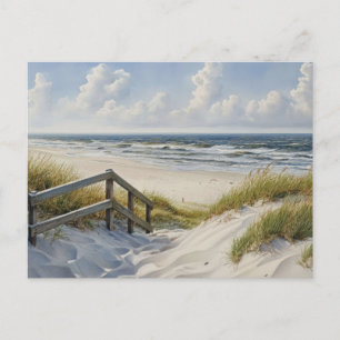 Trap naar het strand kustkunst ansichtkaart briefkaart