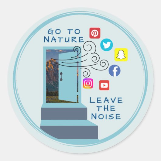 Trap naar vrede: laat sociale media aan de deur ronde sticker (Voorkant)