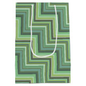 Trap-patroon van olijfgroene strepen medium cadeauzakje (Achterkant)