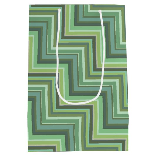 Trap-patroon van olijfgroene strepen medium cadeauzakje (Achterkant)