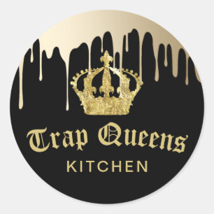 Trap Queens Kitchen Modern Black & Gold Restaurant Ronde Sticker