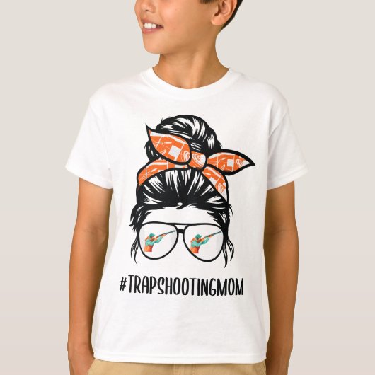Trap Shooting Mam rommelige bun-haar bril T-shirt (Voorkant)