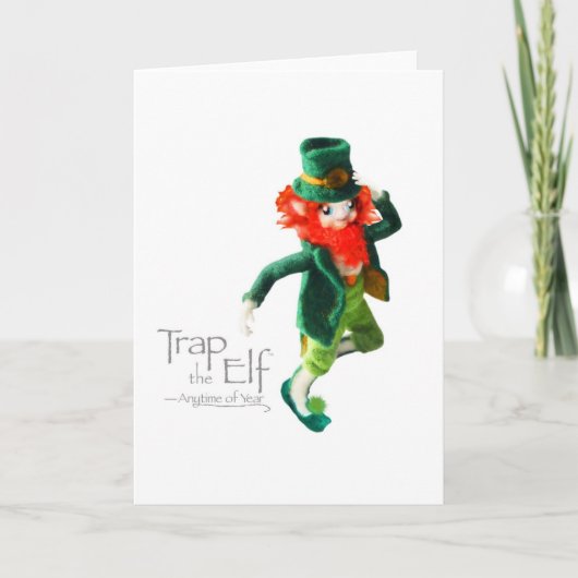 Trap the Elf™ (ook bekend als Leprechaun) - Offici Feestdagen Kaart (Voorkant)