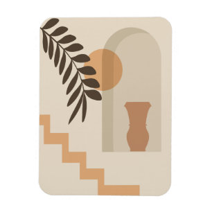 Trap Vaas Blad Zon, Boho Abstract Geometrische Kun Magneet
