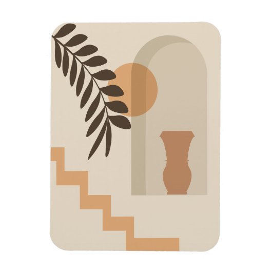 Trap Vaas Blad Zon, Boho Abstract Geometrische Kun Magneet (Verticaal)