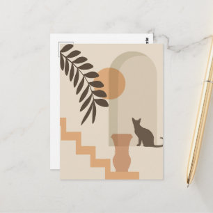 Trap Vaas Kat, Boho Abstract Geometrische Kunst Briefkaart