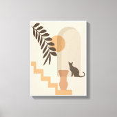 Trap Vaas Kat, Boho Abstract Geometrische Kunst Canvas Afdruk (Voorkant)