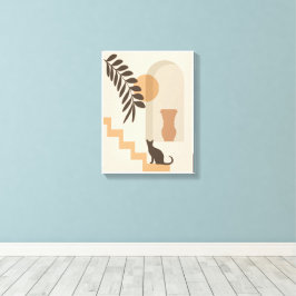 Trap Vaas Kat, Boho Abstract Geometrische Kunst Canvas Afdruk