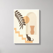 Trap Vaas Kat, Boho Abstract Geometrische Kunst Canvas Afdruk (Voorkant)