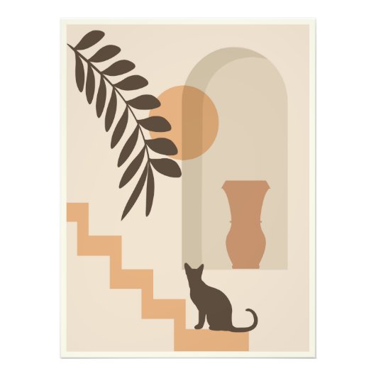 Trap Vaas Kat, Boho Abstract Geometrische Kunst Foto Afdruk (Voorkant)