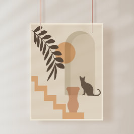 Trap Vaas Kat, Boho Abstract Geometrische Kunst Foto Afdruk