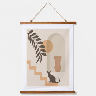 Trap Vaas Kat, Boho Abstract Geometrische Kunst Hangend Wandkleed