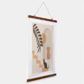 Trap Vaas Kat, Boho Abstract Geometrische Kunst Hangend Wandkleed (Gebogen)