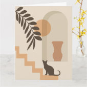 Trap Vaas Kat, Boho Abstract Geometrische Kunst Kaart (Gele Bloem)