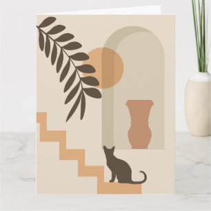 Trap Vaas Kat, Boho Abstract Geometrische Kunst Kaart