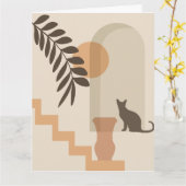 Trap Vaas Kat, Boho Abstract Geometrische Kunst Kaart (Gele Bloem)