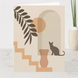 Trap Vaas Kat, Boho Abstract Geometrische Kunst Kaart