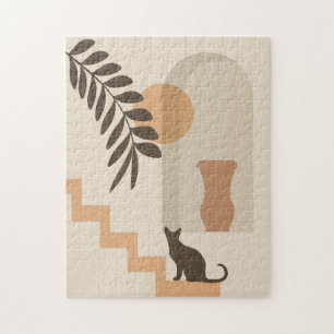 Trap Vaas Kat, Boho Abstract Geometrische Kunst Legpuzzel