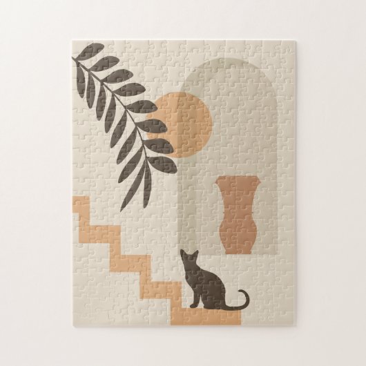 Trap Vaas Kat, Boho Abstract Geometrische Kunst Legpuzzel (Verticaal)