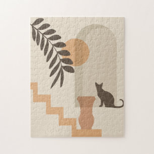 Trap Vaas Kat, Boho Abstract Geometrische Kunst Legpuzzel